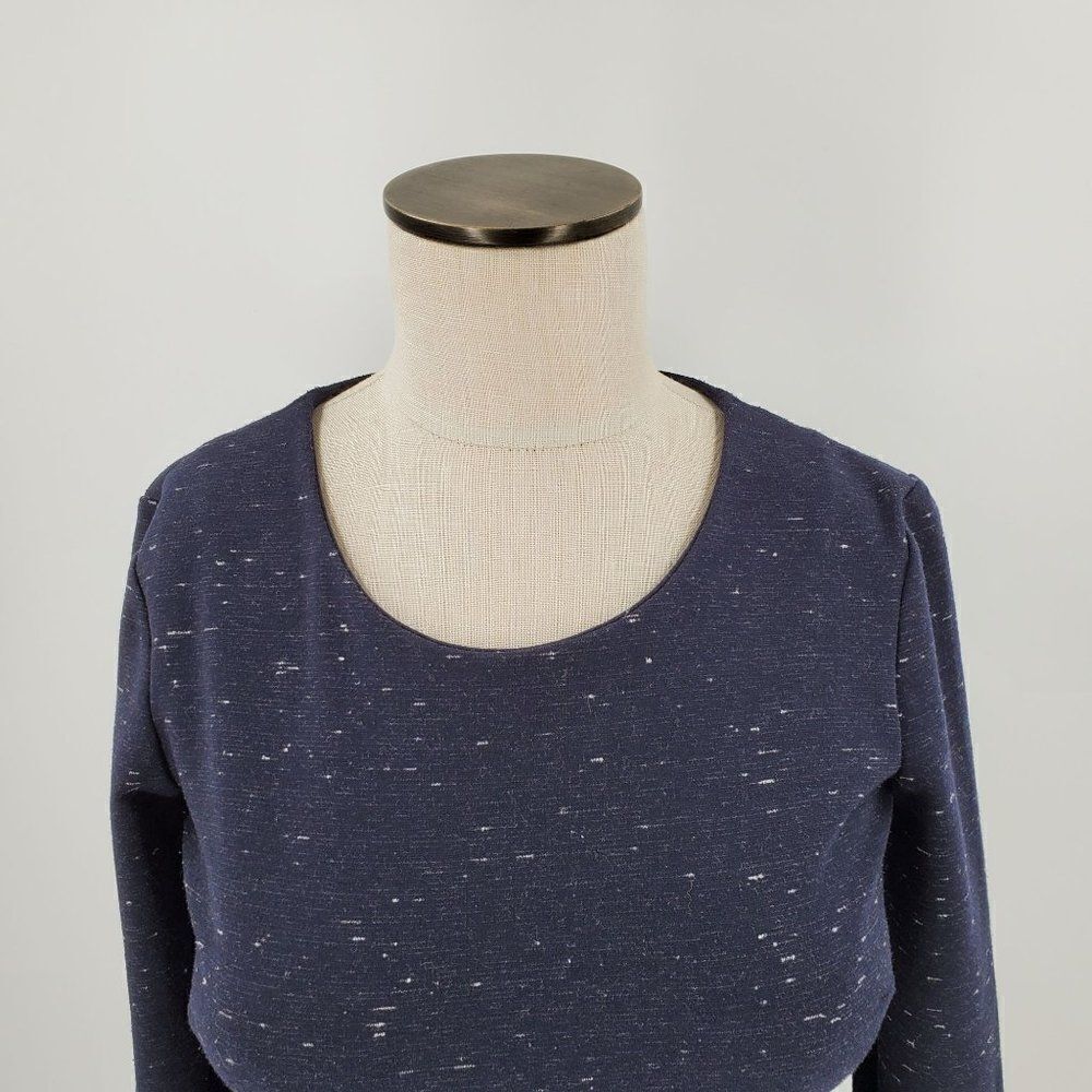 Madewell Womens Dress Long Sleeve Mini Ponte Blue With Flecks Size 0 - Picture 2 of 10